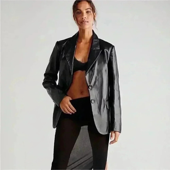 Free People, We the Free Stevie Faux Leather Blazer - Picture 1 of 4